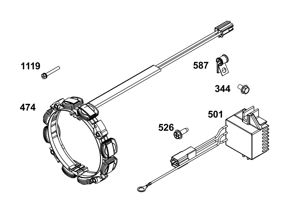 Alternator Group Diagram and Parts List for 54E177-0109-J1 400000 - 699999 Briggs and Stratton Engine